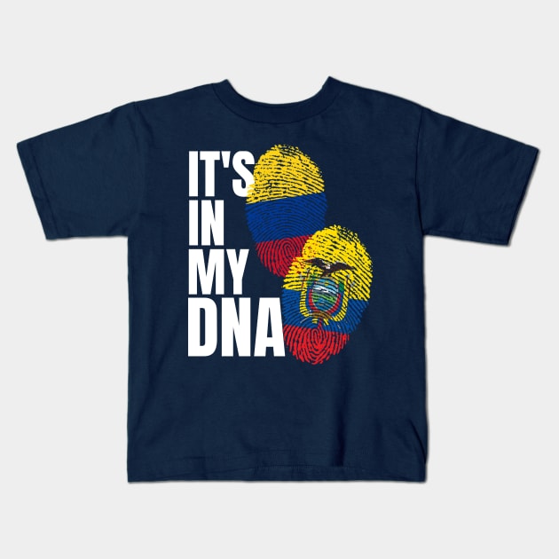 Ecuadorian And Colombian DNA Mix Flag Heritage Gift Kids T-Shirt by Just Rep It!!